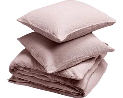 Yumeko dekbedovertrek gewassen linnen roze chambray 200x220 + 2/60x70 - Biologisch & ecologisch