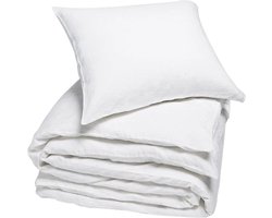 Yumeko dekbedovertrek gewassen linnen wit 140x220 + 1/60x70 - Biologisch & ecologisch