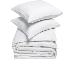 Yumeko dekbedovertrek gewassen linnen wit 200x220 + 2/60x70 - Biologisch & ecologisch
