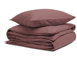 Yumeko dekbedovertrek hennep/katoen deep raspberry 140x220 + 1/60x70 - Biologisch & ecologisch