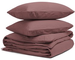 Yumeko dekbedovertrek hennep/katoen deep raspberry 240x220 + 2/60x70 - Biologisch & ecologisch