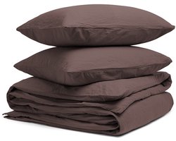 Yumeko dekbedovertrek hennep/katoen roasted bruin 240x220 + 2/60x70 - Biologisch & ecologisch