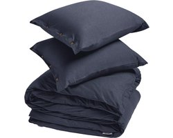 Yumeko dekbedovertrek jersey indigo blauw 240x220 + 2/60x70 - Bio, eco & fairtrade