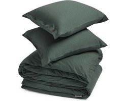 Yumeko dekbedovertrek jersey pine groen 200x220 + 2/60x70 - Bio, eco & fairtrade