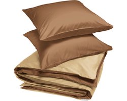 Yumeko dekbedovertrek katoen satijn dubbelzijdig caramel 200x220 + 2/60x70 - Bio, eco & fairtrade