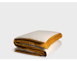 Yumeko dekbedovertrek katoen satijn dubbelzijdig zand/goud 200x200 (zonder slopen) - Bio, eco & fairtrade