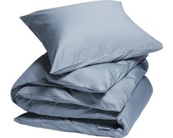 Yumeko dekbedovertrek katoen satijn faded blauw 140x220 + 1/60x70 - Bio, eco & fairtrade