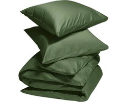 Yumeko dekbedovertrek katoen satijn mid olive 240x220 + 2/60x70 - Bio, eco & fairtrade