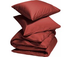 Yumeko dekbedovertrek katoen satijn radiant red 200x220 + 2/60x70 - Bio, eco & fairtrade