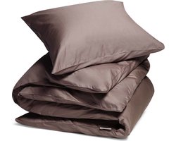 Yumeko dekbedovertrek katoen satijn roze bruin 140x220 + 1/60x70 - Bio, eco & fairtrade