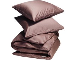 Yumeko dekbedovertrek katoen satijn roze bruin 200x220 + 2/60x70 - Bio, eco & fairtrade