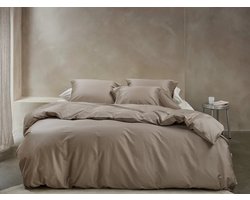 Yumeko dekbedovertrek katoen satijn warm taupe 140x200 + 1/60x70 - Bio, eco & fairtrade