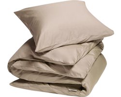 Yumeko dekbedovertrek katoen satijn warm taupe 140x220 + 1/60x70 - Bio, eco & fairtrade