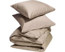 Yumeko dekbedovertrek katoen satijn warm taupe 240x220 + 2/60x70 - Bio, eco & fairtrade