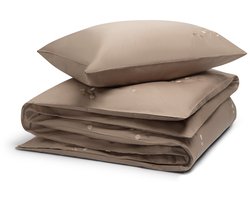 Yumeko dekbedovertrek katoen satijn warm taupe seashell 140x220 + 1/60x70 - Bio, eco & fairtrade