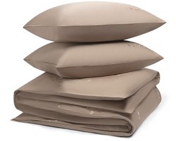 Yumeko dekbedovertrek katoen satijn warm taupe seashell 260x220 + 2/60x70 - Bio, eco & fairtrade