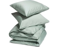 Yumeko dekbedovertrek katoen satijn zeegroen 260x220 + 2/60x70 - Bio, eco & fairtrade