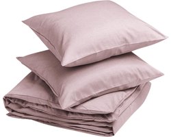 Yumeko dekbedovertrek katoen TENCEL™ roze chambray 200x220 + 2/60x70 - Biologisch & ecologisch