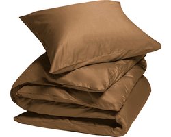 Yumeko dekbedovertrek katoensatijn caramel 140x220 + 1/60x70 - Bio, eco & fairtrade