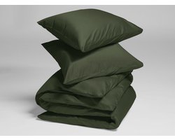 Yumeko dekbedovertrek katoensatijn dark olive 260x220 + 2/60x70 - Bio, eco & fairtrade