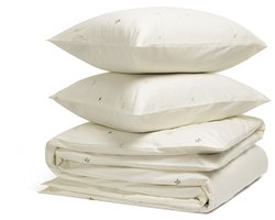 Yumeko dekbedovertrek katoensatijn warm wit botanical 200x220 + 2/60x70 - Bio, eco & fairtrade