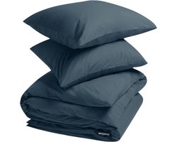 Yumeko dekbedovertrek percal katoen blauw 200x220 + 2/60x70 - Bio, eco & fairtrade