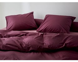 Yumeko dekbedovertrek percal katoen bordeauxpaars 200x220 + 2/60x70 - Bio, eco & fairtrade