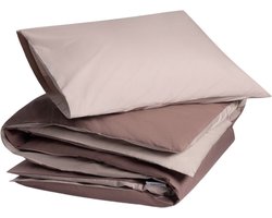 Yumeko dekbedovertrek percal katoen dubbelzijdig roze/mauve 140x220 + 1/60x70 - Bio, eco & fairtrade