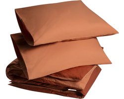 Yumeko dekbedovertrek percal katoen dubbelzijdig terracotta/roestig rood 200x220 + 2/60x70 - Bio, eco & fairtrade