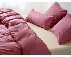 Yumeko dekbedovertrek percal katoen framboosroze 200x220 + 2/60x70 - Bio, eco & fairtrade