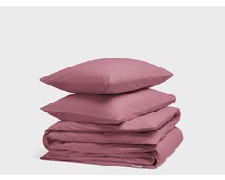 Yumeko dekbedovertrek percal katoen framboosroze 200x220+2/60x70 - Bio, eco & fairtrade