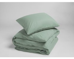 Yumeko dekbedovertrek percal katoen jade groen 140x220 + 1/60x70 - Bio, eco & fairtrade