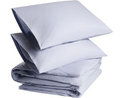 Yumeko dekbedovertrek percal katoen lavendel blauw 200x220 + 2/60x70 - Bio, eco & fairtrade