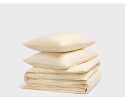 Yumeko dekbedovertrek percal katoen lichtgeel 200x220+2/60x70 - Bio, eco & fairtrade