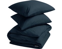 Yumeko dekbedovertrek percal katoen marineblauw 200x220 + 2/60x70 - Bio, eco & fairtrade