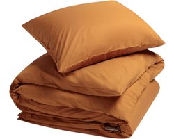 Yumeko dekbedovertrek percal katoen okergeel 140x220 + 1/60x70 - Biologisch & ecologisch