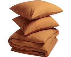 Yumeko dekbedovertrek percal katoen okergeel 200x220 + 2/60x70 - Bio, eco & fairtrade