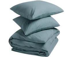Yumeko dekbedovertrek percal katoen petrol blauw 200x220 + 2/60x70 - Bio, eco & fairtrade