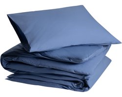 Yumeko dekbedovertrek percal katoen sereen blauw 140x220 + 1/60x70 - Bio, eco & fairtrade