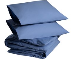 Yumeko dekbedovertrek percal katoen sereen blauw 200x220 + 2/60x70 - Bio, eco & fairtrade
