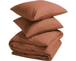Yumeko dekbedovertrek percal katoen terracotta 200x220 + 2/60x70 - Bio, eco & fairtrade