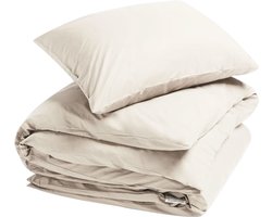 Yumeko dekbedovertrek percal katoen wit zand 140x220 + 1/60x70 - Biologisch & ecologisch