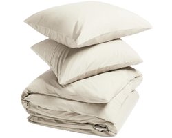 Yumeko dekbedovertrek percal katoen wit zand 200x200 + 2/60x70 - Bio, eco & fairtrade