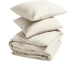 Yumeko dekbedovertrek percal katoen wit zand 200x220 + 2/60x70 - Bio, eco & fairtrade
