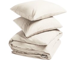 Yumeko dekbedovertrek percal katoen wit zand 240x220 + 2/60x70 - Bio, eco & fairtrade