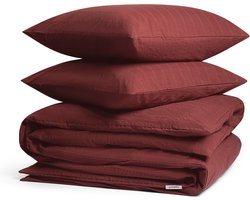 Yumeko dekbedovertrek seersucker katoen bordeaux 200x220 + 2/60x70 - Biologisch & ecologisch