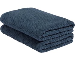 Yumeko douchelakens dots blauw 70x140 - 2 st - Hotelkwaliteit - Bio, eco & fairtrade