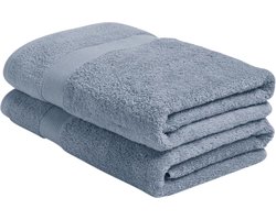 Yumeko douchelakens terry faded blauw 70x140 - 2 st - Hotelkwaliteit - Bio, eco & fairtrade
