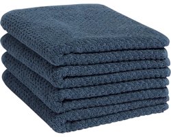 Yumeko handdoeken dots blauw 50x100 - 4 st - Bio, eco & fairtrade