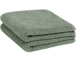 Yumeko handdoeken dots stone groen 50x100 - 2 st - Bio, eco & fairtrade
